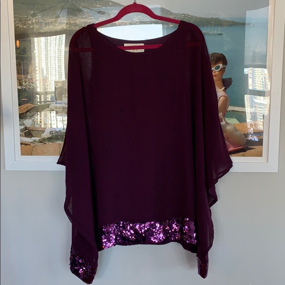 💕HP💕Julie Brown Beth chiffon plum sequin dress - Picture 2 of 12